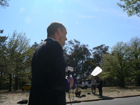 Sky News' Kieran Gilbert outside Government House, Canberra. October 14 2007