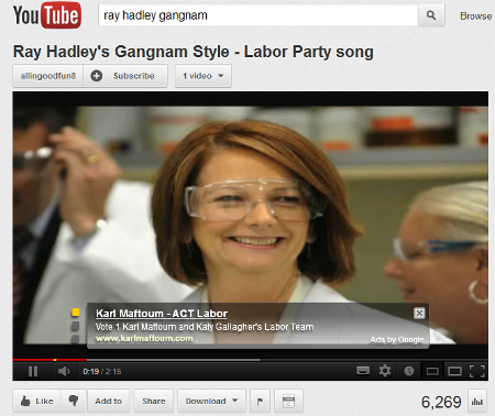 ACT Labor ad overlayed on Ray Hadley's 