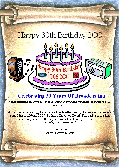 2CC 30th Birthday Card from Samuel