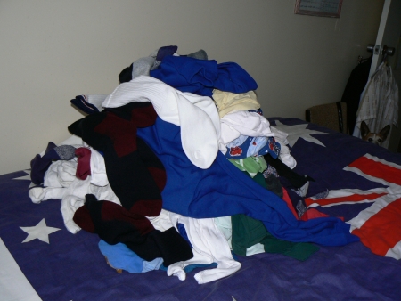 Pile of clothes to be sorted