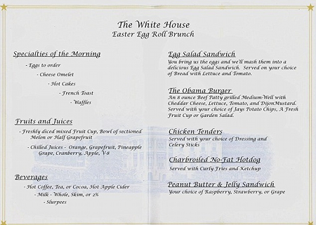 The 2012 White House Easter Egg Roll menu (h/t Daily Mail)