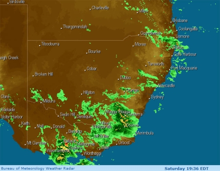Weather Radar image of rain over Canberra, 3rd November 2007