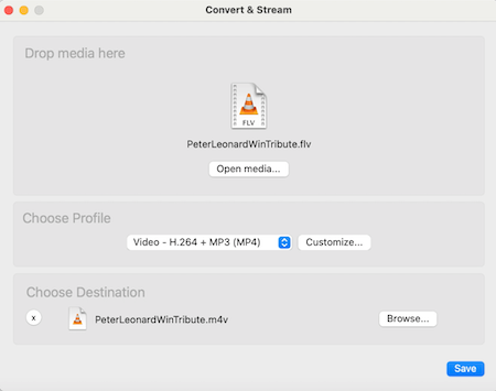 Converting FLV to MP4 in VLC