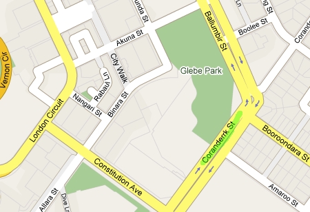 Map of where the traffic cones were scattered on Coranderrk Street