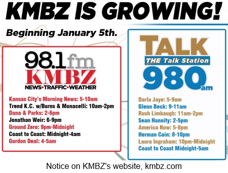 KMBZ's AM and FM signals splitting on January 5, 2015