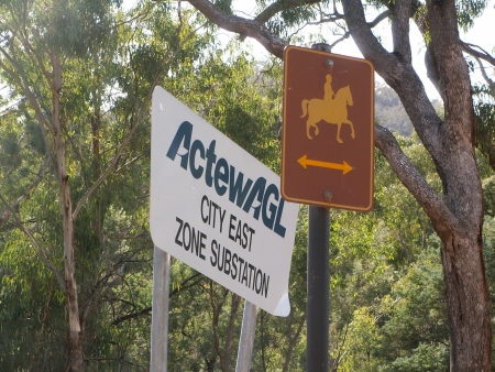Mount Ainslie Substation and Horse Track sign