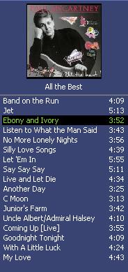 Track Listing of Paul McCartney's All The best according to Windows Media Player