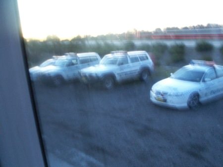 Police cars at RTA Heavy Vehicle Inspection Centre