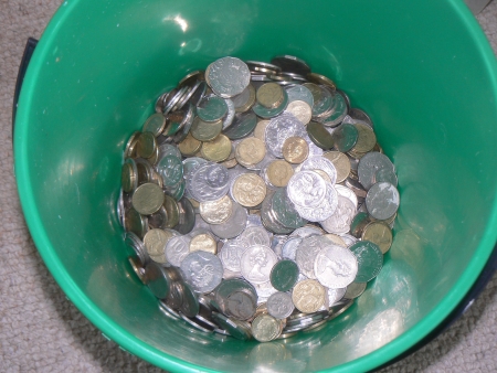 Bucket of coins