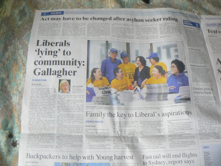 The second page of The Canberra Times, October 8, 2012