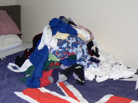 Pile of clothes to be sorted