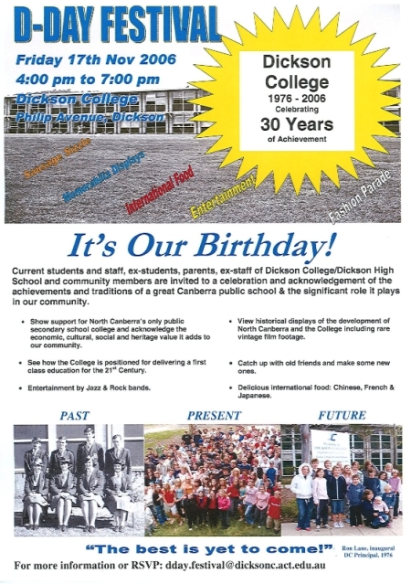 Dickson College's 30th Birthday Celebrations