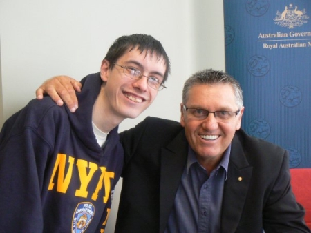 Samuel with Ray Hadley at the Royal Australian Mint. February 22, 2010