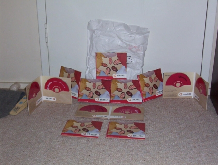 My shipment of Ubuntu Linux CDs