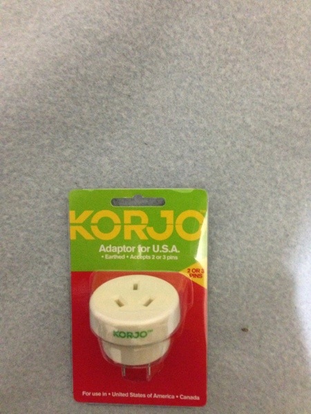 Korjo power plug adaptor for Australian plugs in US sockets