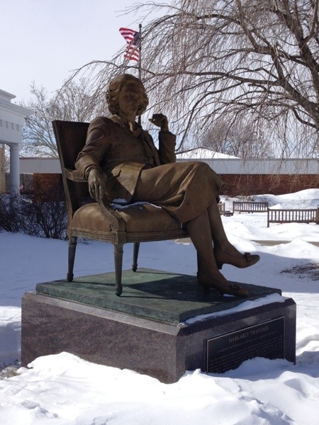Hillsdale College's Margaret Thatcher statue on Liberty Walk